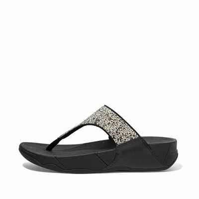 Fitflop Lulu Shimmer Toe-Post - Sandalen Damen - Schwarz (HMS258690)